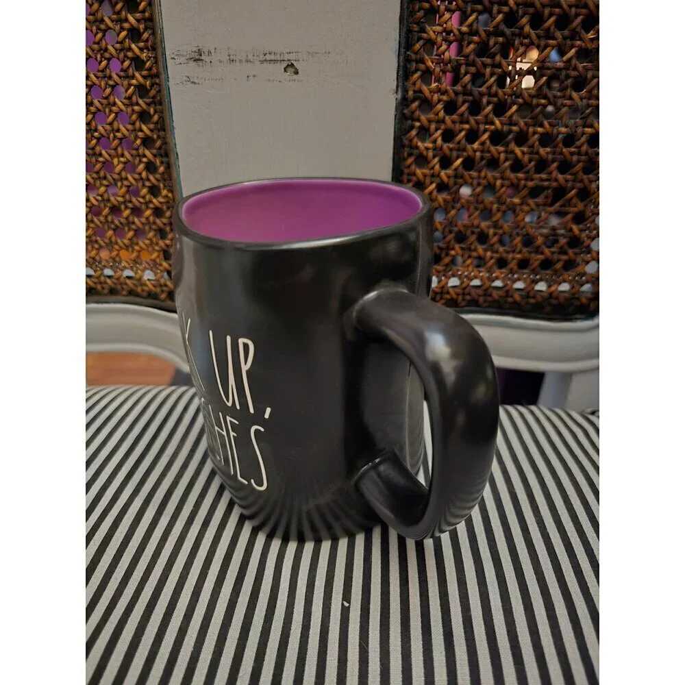 NWT Rae Dunn Halloween Drink Up Witches Coffee Mug Purple Interior